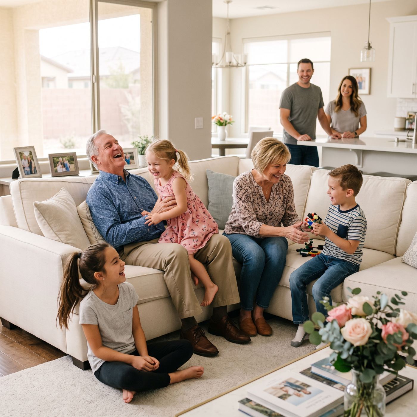 Family relaxing in a freshly cleaned Las Vegas home